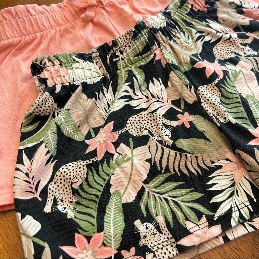 Cotton Shorts Coral & Leopard Bundle Girl Size 4T | 2-Pack | The Childrens Place